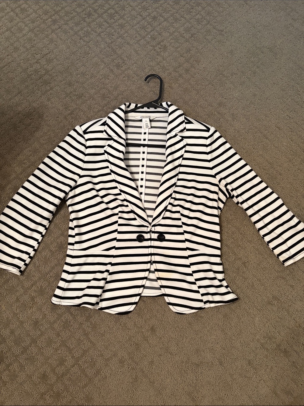 White House Black Market Black & White Striped Tailored Blazer